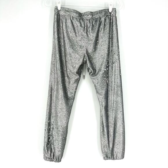 David Lerner Sequin Lounge Joggers Silver S - Picture 3 of 10
